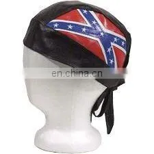 HMB-901L LEATHER BANDANA SKULL CAPS DURAG BLACK FLAG SKULLCAP thumbnail-1