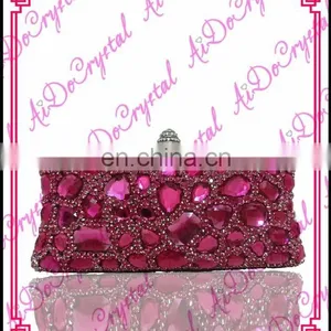 Aidocrystal Luxury Big Diamond Rhinestone Deep Pink Peep Toe Glitter Wedding Shose High Heel thumbnail-2