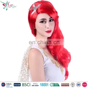 Lady Mermaid Synthetic Hair Carnival Party Curly Red Wig thumbnail-1