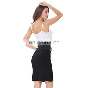 Kate Kasin Women's Shirred Detail High Stretchy Pencil Skirt With Wide Belt KK000271-1 thumbnail-5