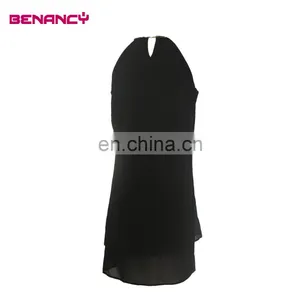 Woman Stylelish Neck Round Solid Black Two Piece Chiffon Blouse thumbnail-4