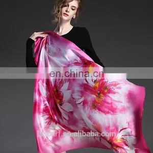 Purple Silk Square Scarf for Women Factory Wholesale thumbnail-3