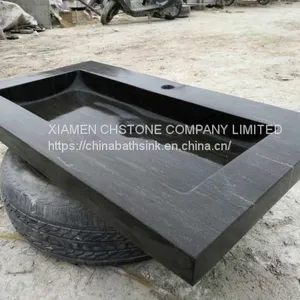 Blue Limestone Bathroom Wash Sink Natural Stone Console Sink thumbnail-2