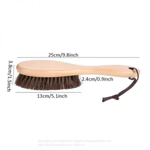 Natural Horsehair Shoes Brush Leather Cleaning Brush With Long Wood Handle for Upholstery, Cleaner Car Interior, Upholstery Furniture, Shoes,Leather Clothes,Handbags, Sofa thumbnail-2