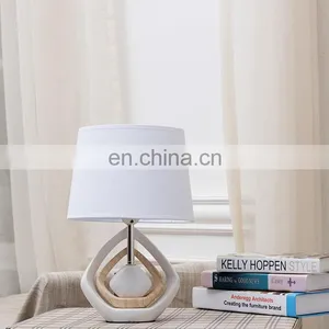 Simple Geometry Custom Restaurant Table Decoration Ceramic Base Cheap Nordic Bedside Lamps for Hotel thumbnail-1