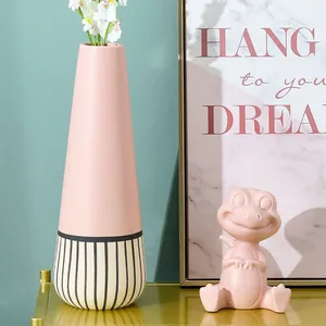Creative New Design Cute Lovely Pink Cartoon Animal Ceramic Ornaments Vase Plant Pot thumbnail-3