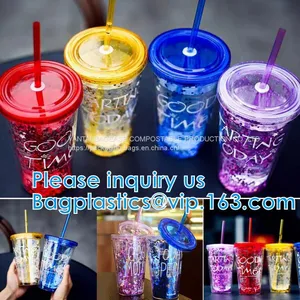 U Shaped Creative Disposable Plastic Cup Transparent Beverage Juice Coffee Tea Takeaway Packaging Cups With Lid thumbnail-5
