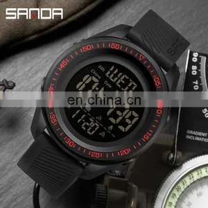 Sanda 6013 Multi Functional Digital Men Wristwatch Water Resistant LED Luminous Clock Sport Wrist Watches for Men thumbnail-3