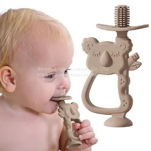 Baby Toothbrush Teether BPA Free Silicone Suction Teething Toys for Babies thumbnail-1