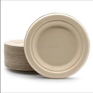 6 Inch Greaseproof Eco Friendly Biodegradable Sugarcane Bagasse Pulp Plate Takeaway thumbnail-1