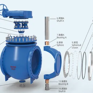 Eccentric Half Ball Valve for Pipeline Systems, Anti-Blowout Stem, Double Flange Connection thumbnail-4