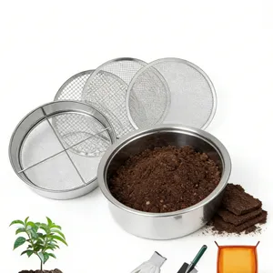 3 4 Replaceable Stainless Steel Crimped Wire Mesh Soil Sifter With Welding Bending for Soil Compost Bonsai Cat Litter Easy Clean thumbnail-1