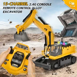 15 Channel 2.4G Remote Control Excavator Music Lighting RC Truck Toys thumbnail-1