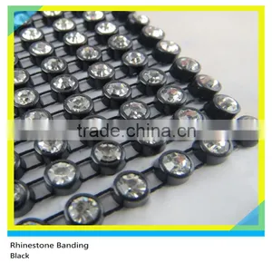 Plastic Rhinestone Cup Chain Sew on Black Banding Ss16 4mm Crystal 130 Pcs 10 Yards thumbnail-1