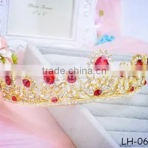 The New Bride Crown Headdress Red Diamond White Wedding Jewelry thumbnail-1