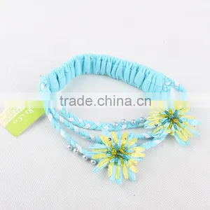 2015 On Discount Kids Hair Accessories Girl Handmade Flower Beaded Elastic Hair Band thumbnail-3
