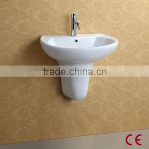 CE Approval Ceramic Hand Wash Semi Pedestal Basin thumbnail-2