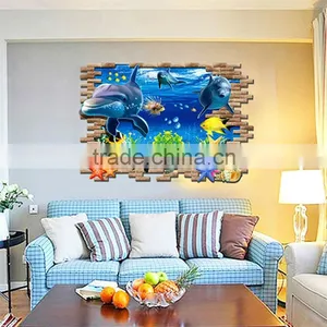 New Sea Whale Fish 3d Wall Stickers for Kids Room Removable Decoration DIY PVC Sticker Wallpaper Decals Bathroom Decoration thumbnail-3