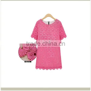 Ladies' Fashion Lace Summer Dress With Flowers Patten thumbnail-2