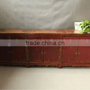Chinese Antique Red TV Cabinet thumbnail-1