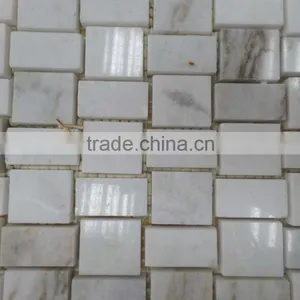 Brick Design Marble Mosaic Tiles (Pure White Marble) thumbnail-2