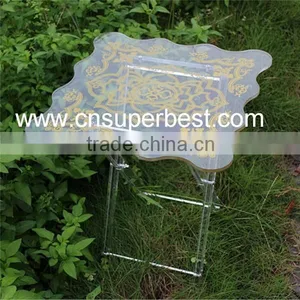 Folding Clear Acrylic Coffee Table Made by Acrylic Material With Printing Logo Surface thumbnail-3