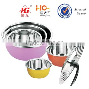 Stainless Steel Colourful Salad Mixing Bowl/basin Set With Lid(6 Pcs) thumbnail-1