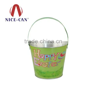 Small Metal Tin Bucket With Handle for Easter thumbnail-1