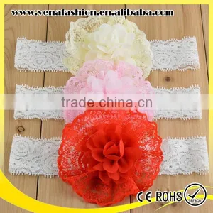 Knit Newborn Flower Lace Cheap Price Girls Knitted Headband thumbnail-1