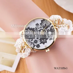 DIY Hand Made Woven Chain Black Flower Fashion Lady Watch thumbnail-3