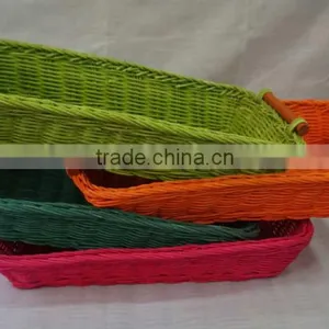 Colorful Wicker Rattan Bread Basket thumbnail-1
