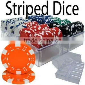 200pc Striped Dice Poker Chip Set With Acrylic Case thumbnail-1