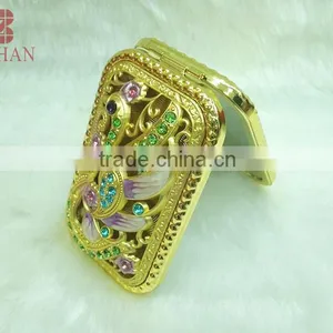 Metal Souvenir Gold Swan Rhinestone Mirror/antique Gold Swan Makeup Mirror/promotional Gift Gold Swan Compact Mirror thumbnail-3