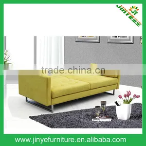 Modern Convertible Simplistic Linen Futon Bed, Yellow thumbnail-3