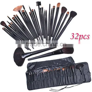 Professional 32 PCS Cosmetic Facial Make up Brush Kit Wool Makeup Brushes Tools Set With Black Leather Case thumbnail-1