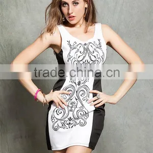 Soft-touch Rose Pattern Mature Women Sleeveless New Model Dress 2014 thumbnail-1