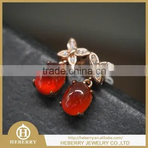 Precious Garnet Gemstone Jewelry Earring Style With 925 Sterling Silver Plating Gold Color thumbnail-1