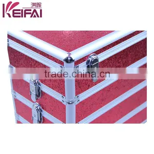 Personalized Red Sequin Aluminum Makeup Vanity Box With Lock thumbnail-2