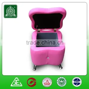 Very Nice Pink Leather Flowery Storage Ottoman thumbnail-3