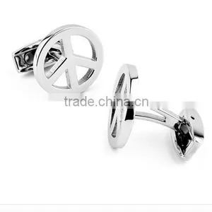 Stainless Steel Peace Sign Men's Cuff Links thumbnail-3