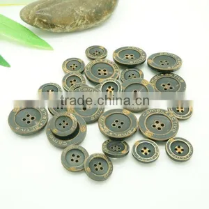 4 Holes 32L and 24L Logo Engraved on Real Buffalo Horn Suit Button in Black Color With Burnt Effect thumbnail-2