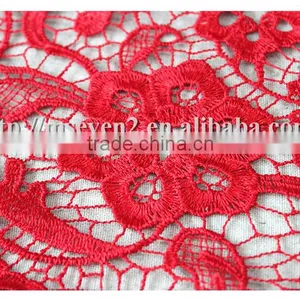New Design Embroidered Pattern Red Polyester African Lace Fabrics for Dress thumbnail-5
