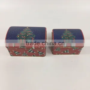 2017 New Design Custom Printed Small Square Tin Gift Box Can 2pc Set thumbnail-1