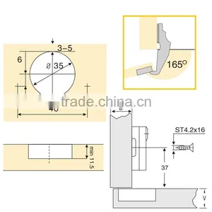 165 Degree Cabinet Hinge Type Furniture Cabinet Hinge thumbnail-2