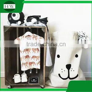 Baby Kids Children Cotton Canvas Toy Storage Bag Bear Pattern Canvas Laundry Sack Bag thumbnail-5