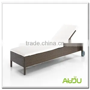 Audu Sun Wicker Wrought Iron Patio Sun Lounge thumbnail-1
