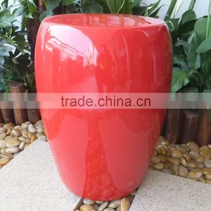 Red Ceramic Chinese Outdoor Stool for Garden Decor thumbnail-3