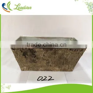 Decorative Indoor Original Tin Flower Pots With Bark Holder for Decor thumbnail-6