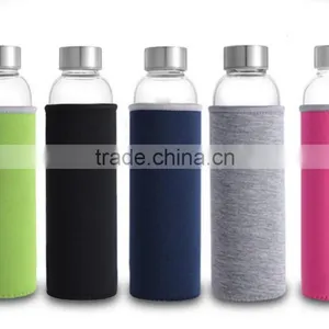 Environmental Borosilicate Glass Water Bottle With Colorful Nylon Sleeve (18oz) thumbnail-2