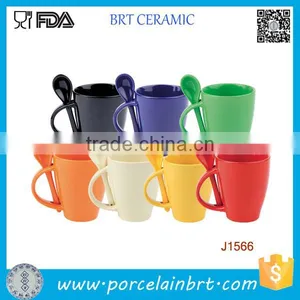 China Wholesale Assorted Colors Coffee Mugs With Spoon thumbnail-1